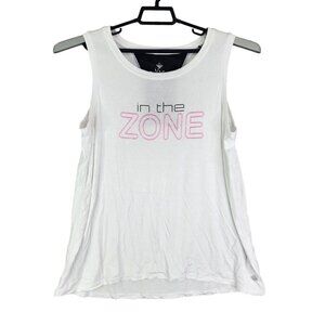 Womens White LulaRoe Rise Active Tank Top With Mesh Back "in the zone" Size L